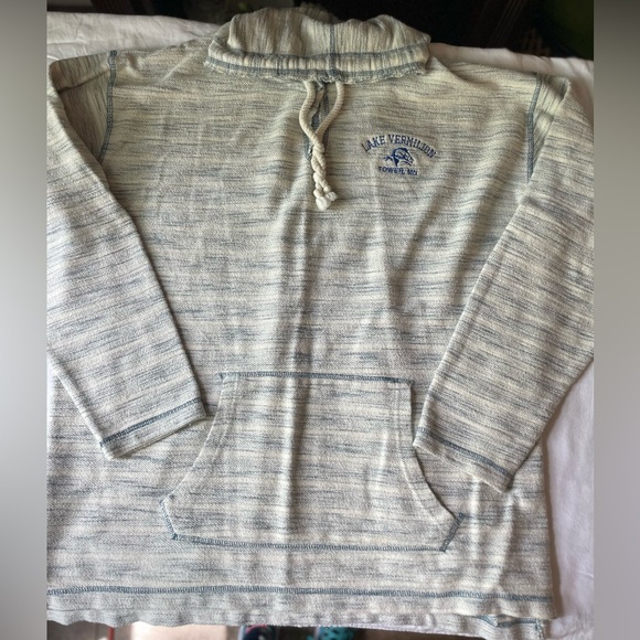 Lake Vermilion MN Beach Men’s Camping Fishing Nautical Striped Hoodie - Picture 3 of 11